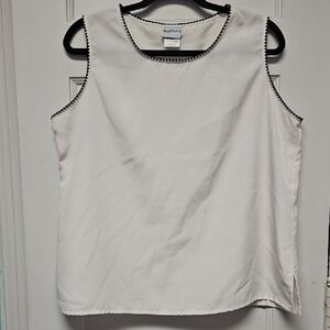Bon Worth Women's Cream Sleeveless Blouse with Black Trim